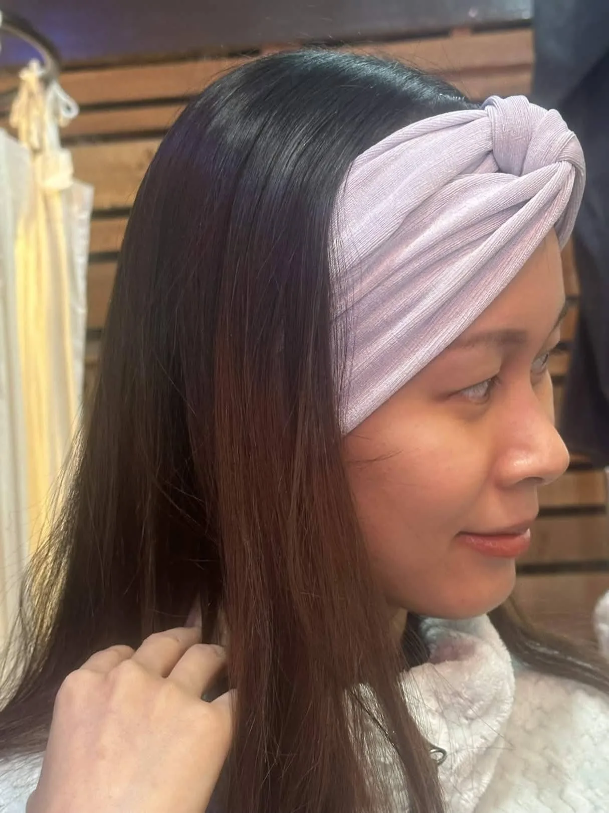 Handmade lilac knotted headband accessory
