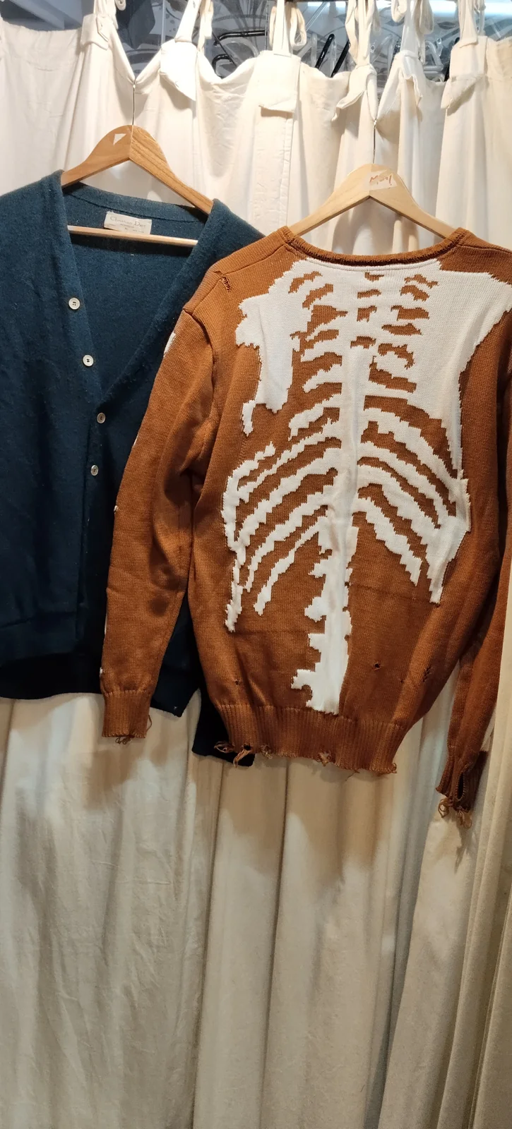 Before: jumper before being transformed into a cardigan
