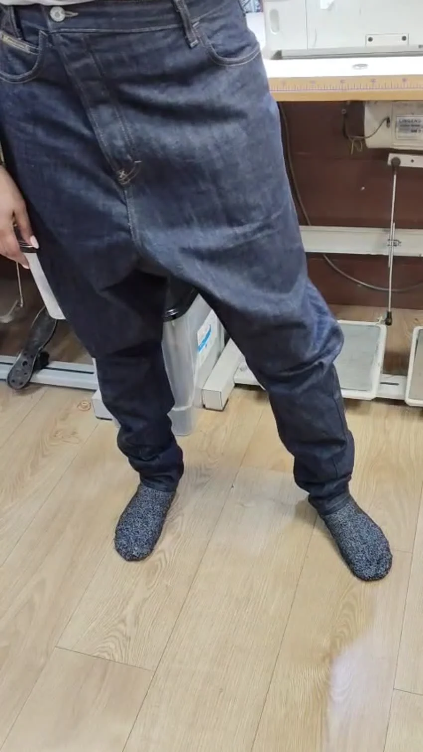 Dark jeans being assessed in the Openfit workshop
